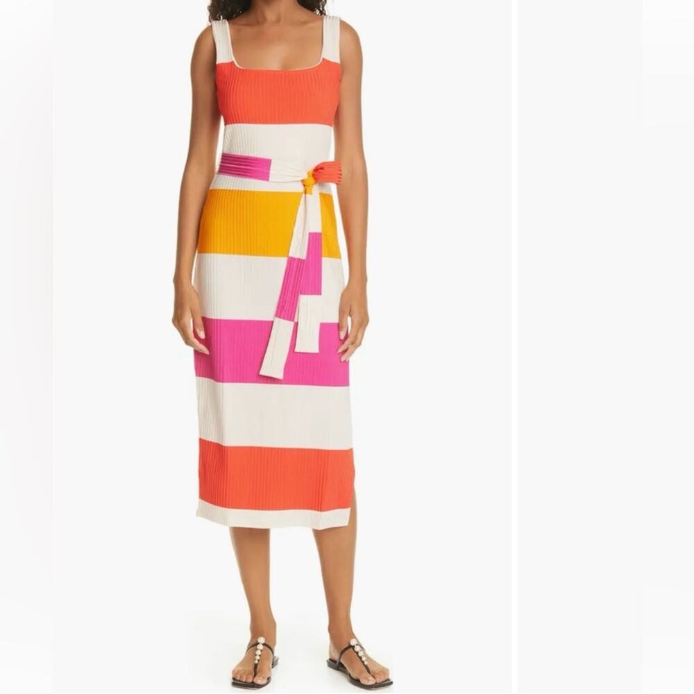 Ted Baker Plumo Bold Colorblock Dress Stretch Bodycon Side Split Casual Size 2